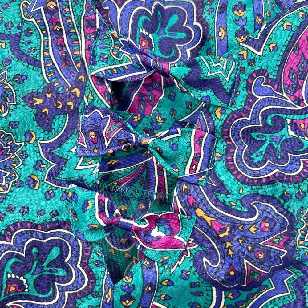 80s Paisley Green & Purple Bow Accent Tank Top Sleep Solutions Medium View 5